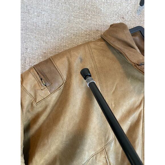 VINTAGE Womens WINLIT Sz Medium Brown Tan Leather Jacket Nylon Lining - Picture 6 of 11